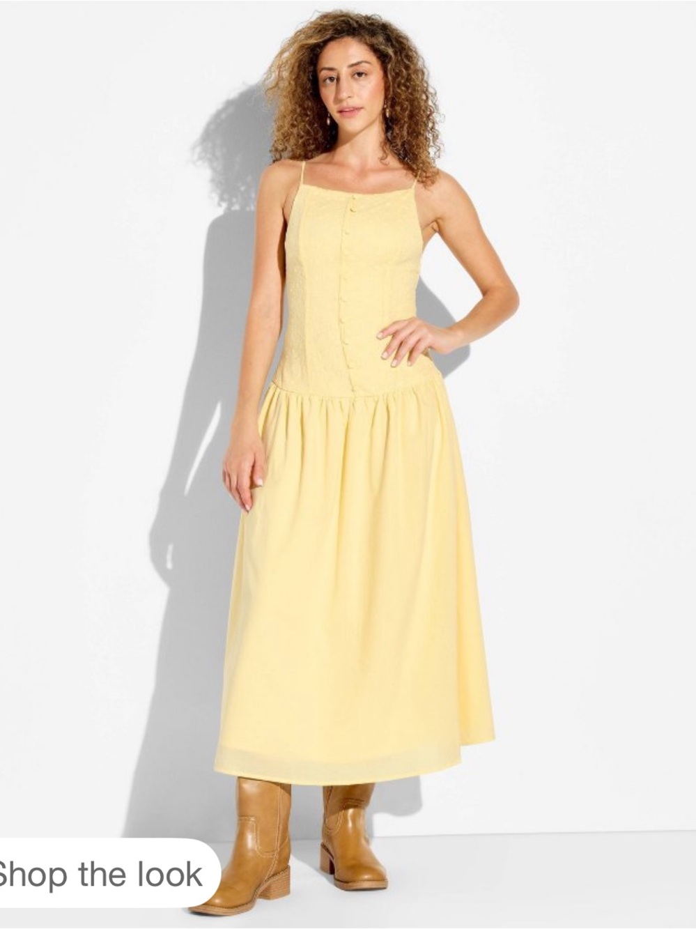 wild fable Yellow Spaghetti-Strap Maxi Dress